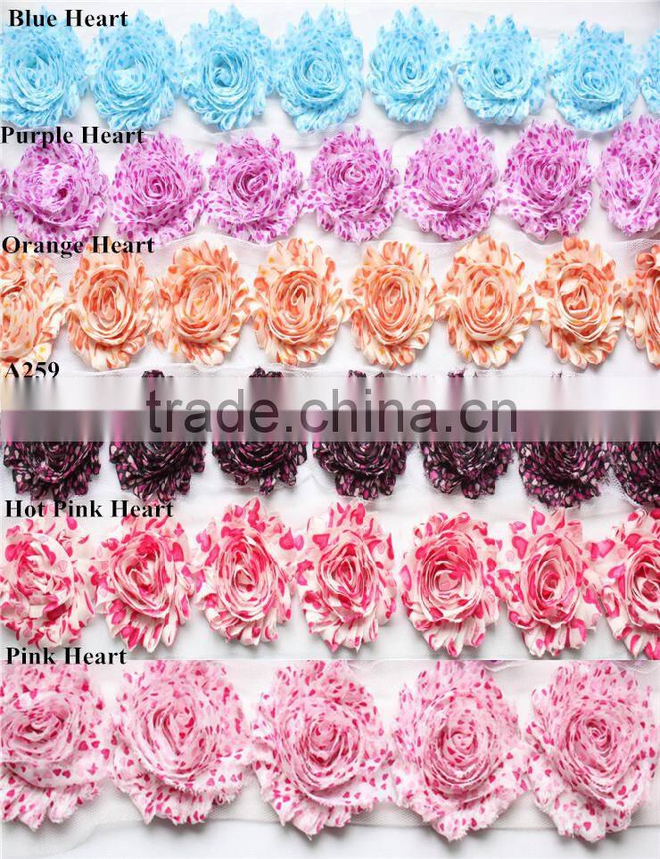 3 ''chiffon clover flower ~wholisale in GuangZhou~ hair accessories~popular flower
