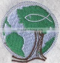 simple design round shape 100% custom embroidery patches from China factory