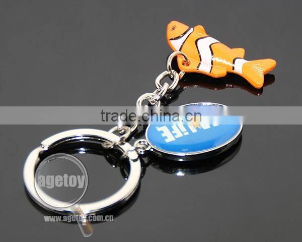 3D Mini Clownfish Shaped Customized Printing Logo Color Painting Metal Fish Keychain