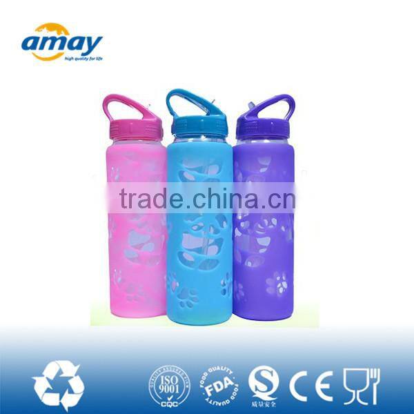 2016 New arrivals best selling products plastic bottles joyshaker hot glass water bottle with mental lid 2646