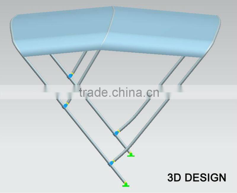 aluminum round tube 3-bow boat bimini top