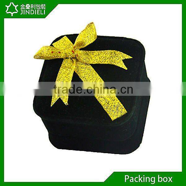 Custom ribbon jewellery box/flocking ring box in black