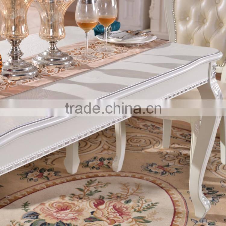 Foshan luxury modern wood 8 seater long narrow dining table and chairs