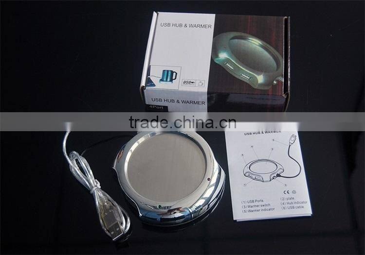 Electroplate shiny usb hub cup/mug warmer with usb hub
