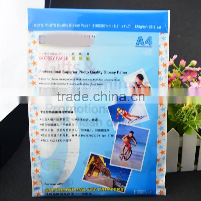 custom lamination self adhesive gravure printing A4 paper packing plastic bag for photo quality glossy paper