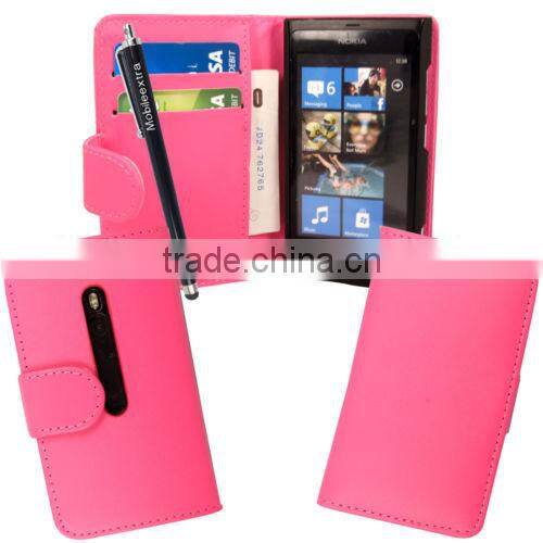 For Nokia lumia 800 stylish book side card holder wallet flip case cover