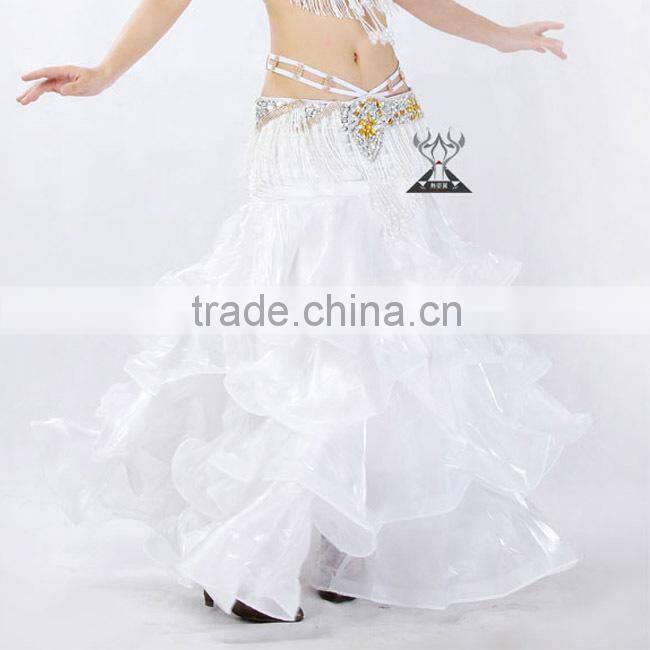 4 Layers Blue Satin belly dance circle skirt