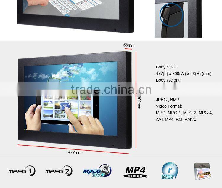 19 inch wall mounted built in media player LCD advertising monitor,auto loop advertising display TV with SD slot