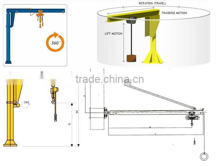 Hot sale 360 degree small jib crane with large capacity