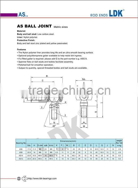 Ball joint rod end AS8
