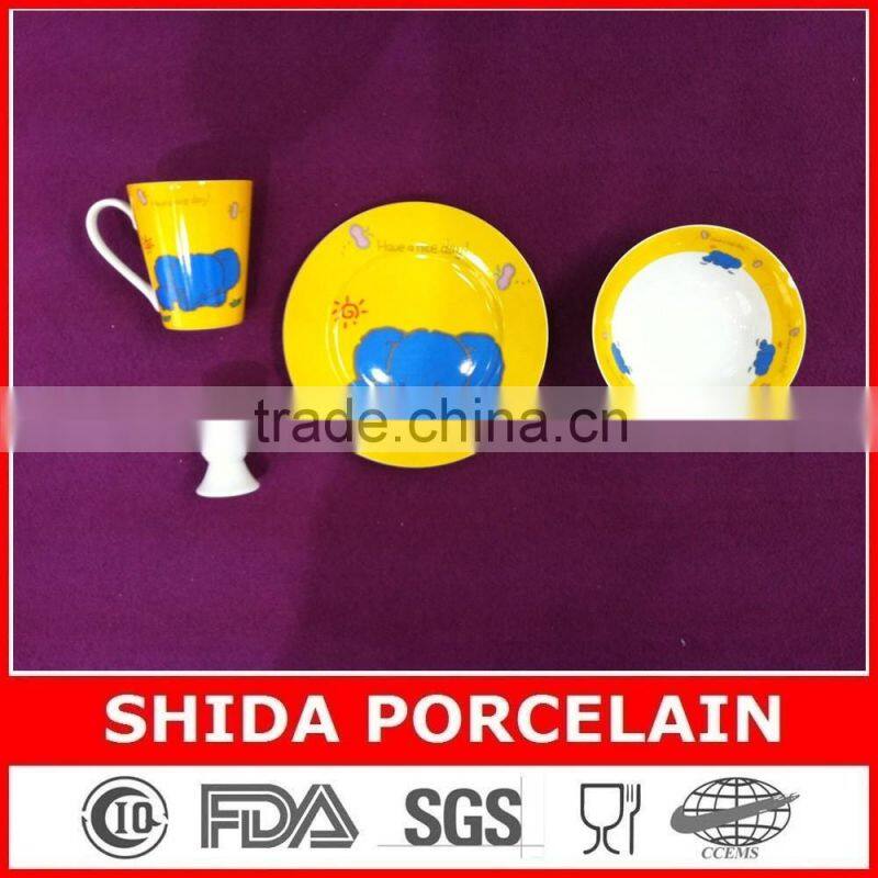 brand new porcelain children breakfast set 4pcs children dinner set