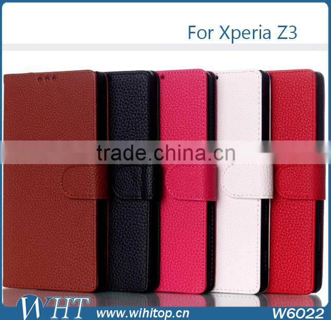 LEATHER PU FLIP BOOK WALLET CARD HOLDER CASE COVER FOR SONY XPERIA Z3 L55T L55U D6653 #W6022