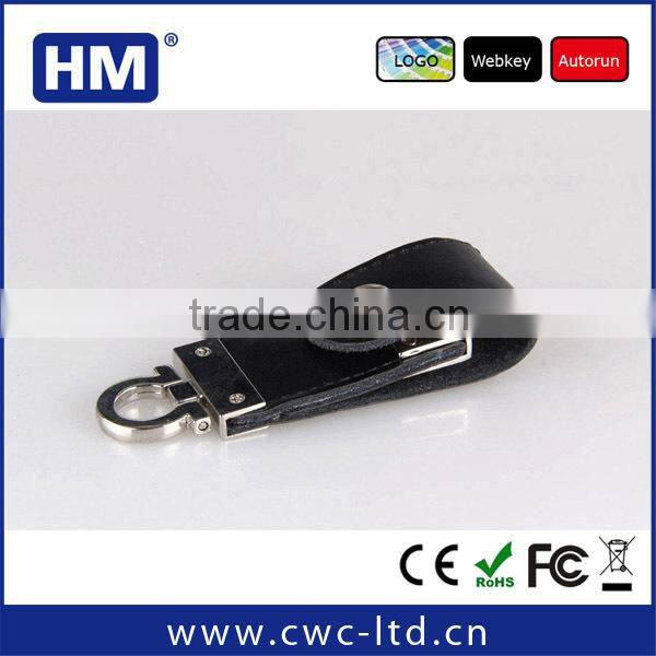 top selling beautiful gift logo embossing leather usb flash drive