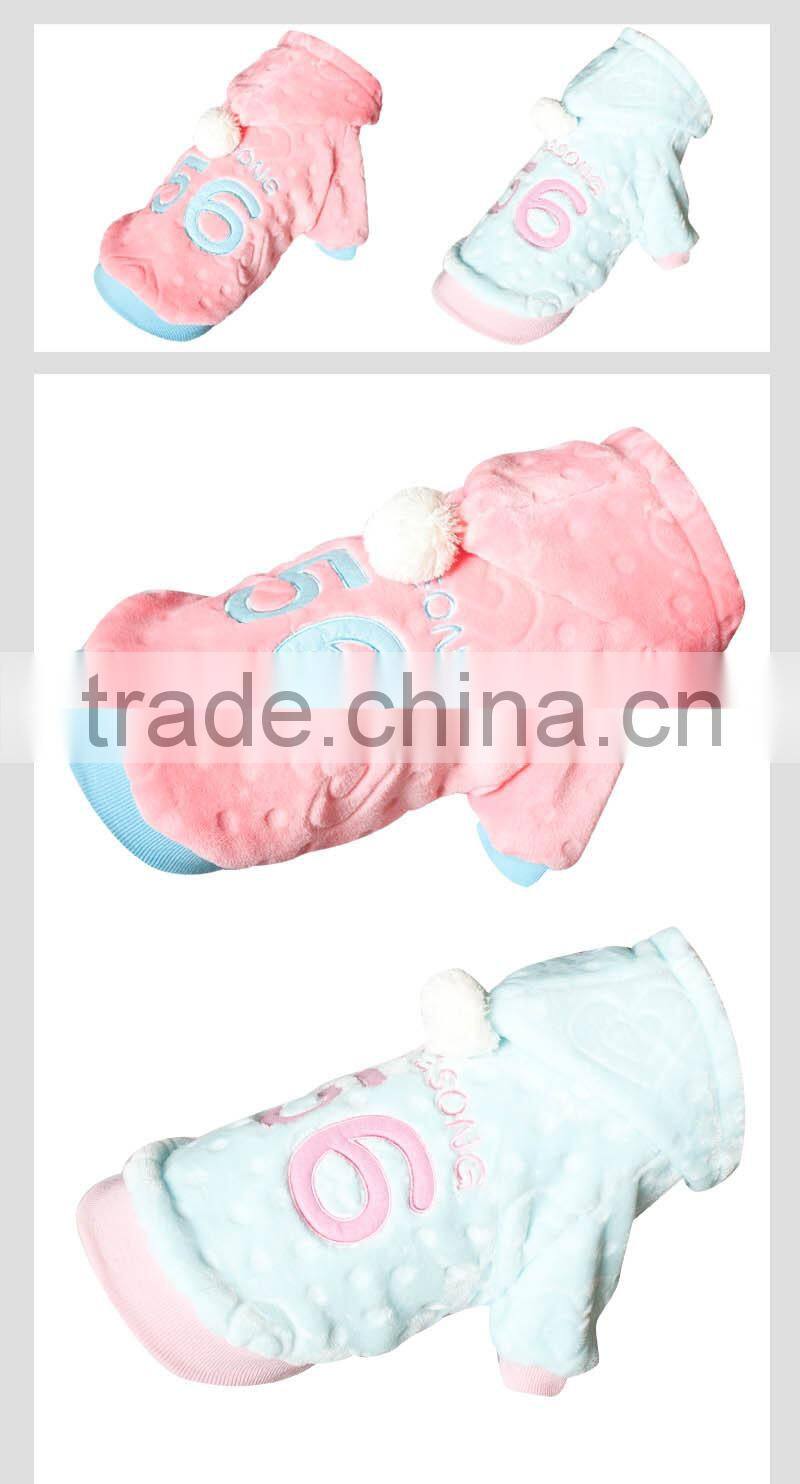 Sweet Spring Soft Plush Dog Coats Hooded Clothes ,red&blue
