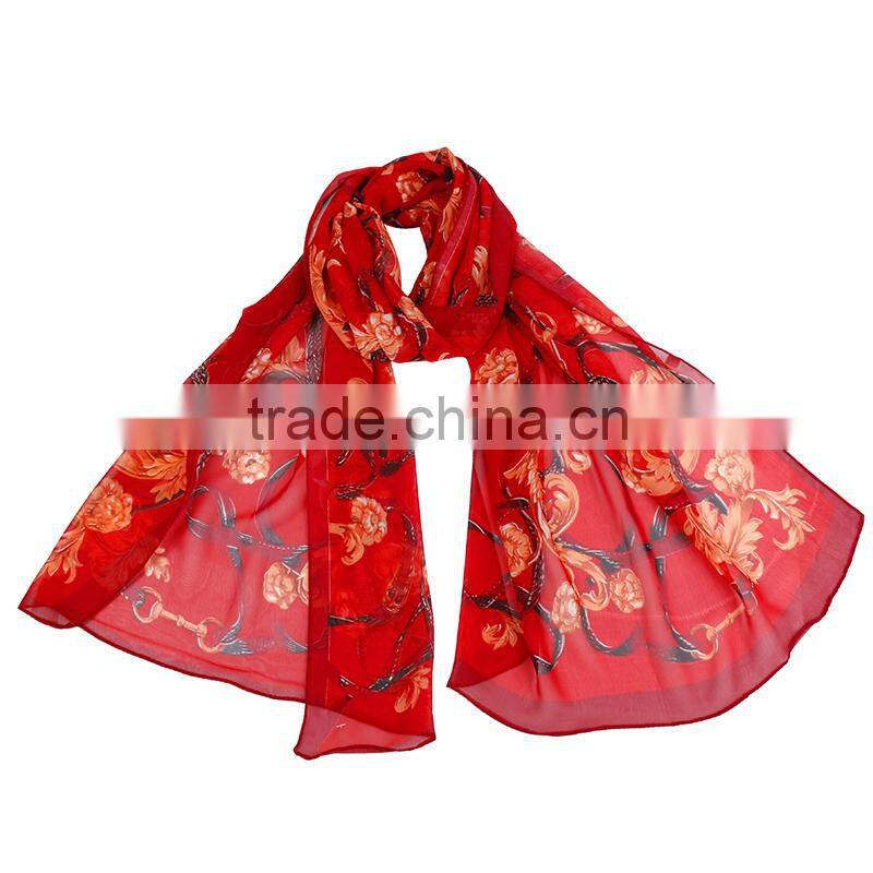 Classic Light Chain Belt Scarf print Hot Sale Whole Sale Chiffon Scarf In stock