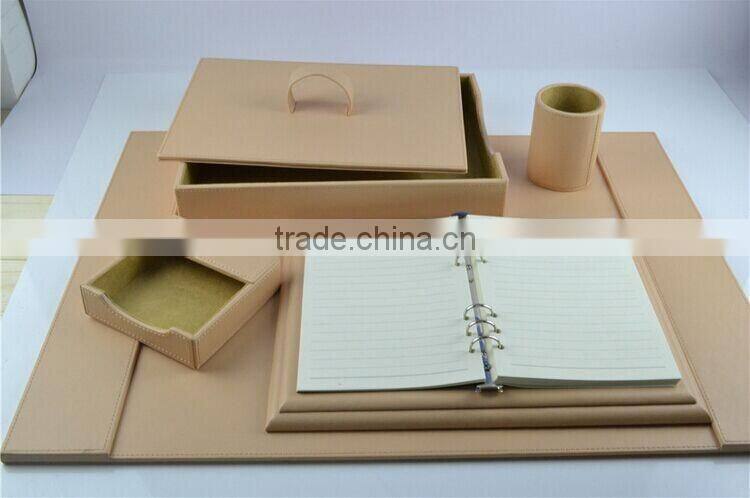 China OEM design genuine leather office storage box multipurpose office desk mat