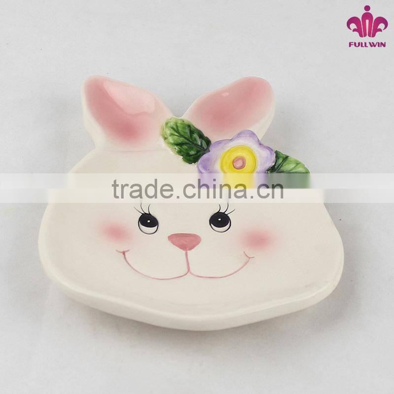 Candy ceramic plate with bunny design