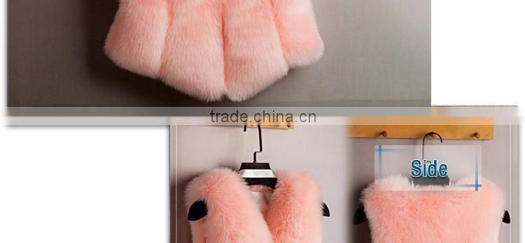 lady v-neck pink faux fur gilet