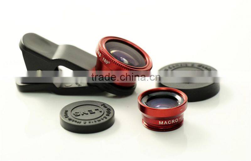 3 in 1 fish eye +macro +wide angle lens for mobile phone