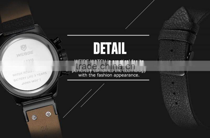 WEIDE Brand military watches Japan quartz movement leather strap 3ATM waterproof fashion watch outdoor fun & sports clock