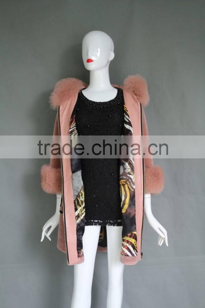 Brand new Shearing Lamb Trend Luxury Lamb Shearing Skin Leather Coat Ladies Long Fur clothes