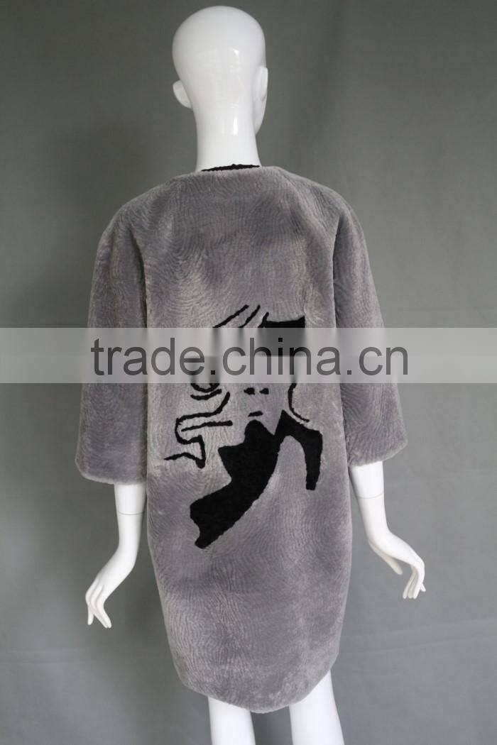 European and American wind lambs wool sheep sheared fur one dress coat female long fur coat in winter