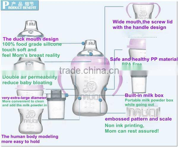 2014 Factory direct 100% food grade silicone baby blender bottle with handle UN-0862