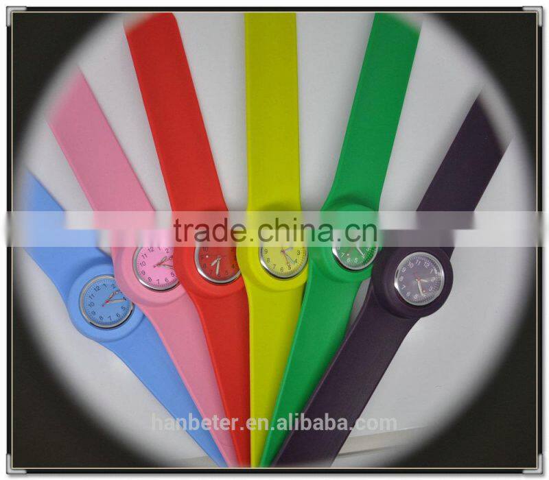 2014 latest hot sale unisex vogue colorful silicone slap watch digital ring watch