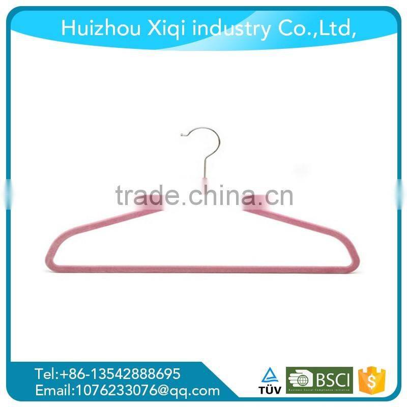 Non-Slip Beige Velvet Coat Hangers for Wide Shoulder