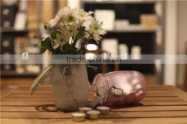 wholesale decorative round glass candle jars and lids for wedding tablet centerpieces