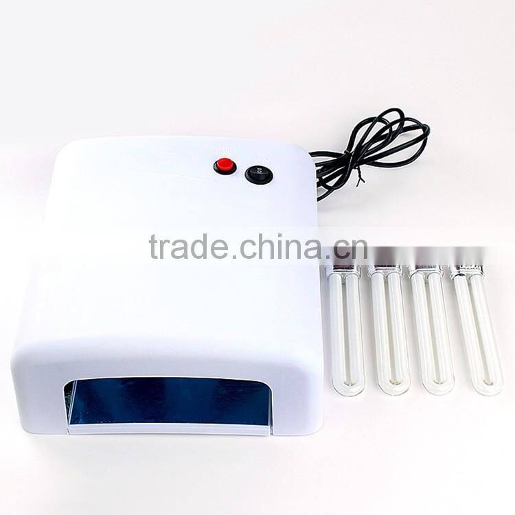 2015 Hot sale Wholesale 36w nails dryer 818 uv lamp, 4*9pcs uv tubes nail lamp, 120's timer lamp uv for nail