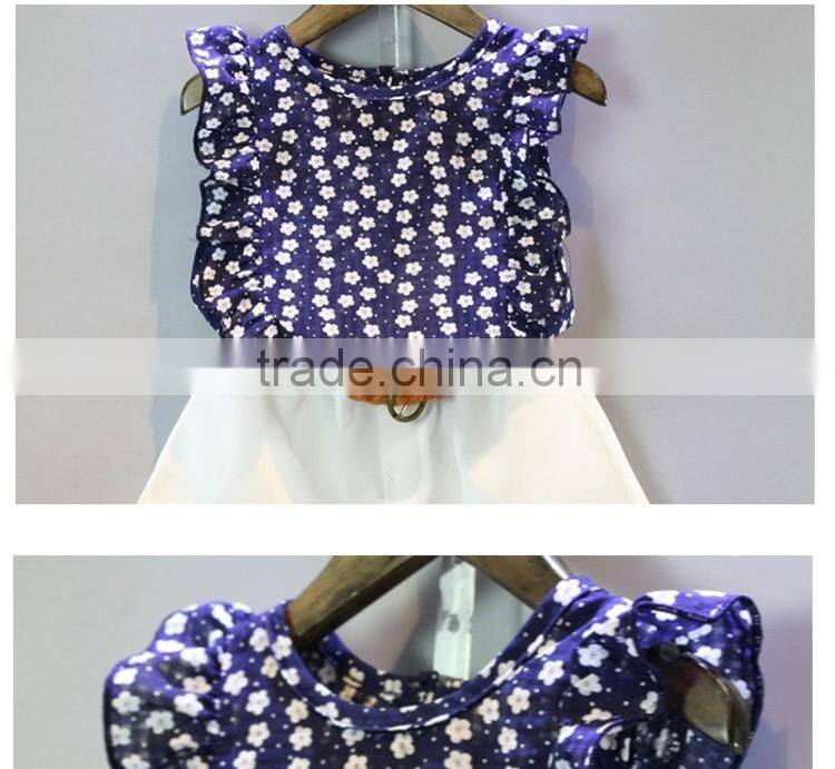 Wholesale Summer Fashionable Floral Pattern Pastoral Style Children Clothing Set for Girl