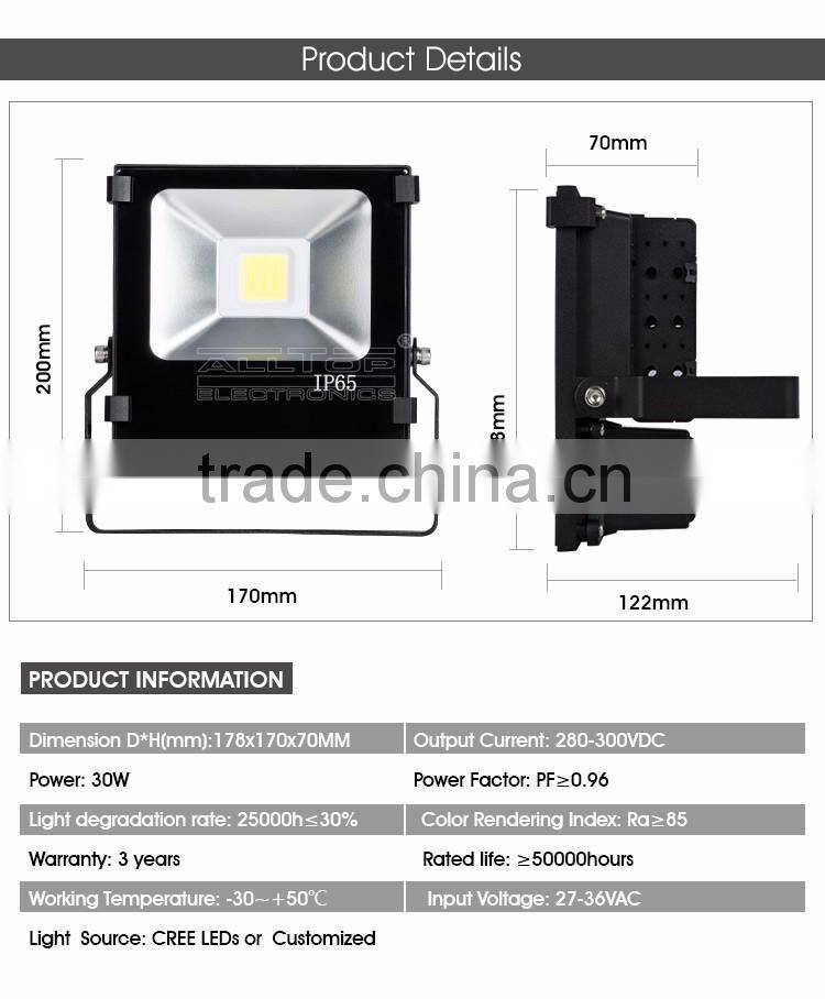 construction Bridgelux Waterproof Outdoor 30w high power led flood lights