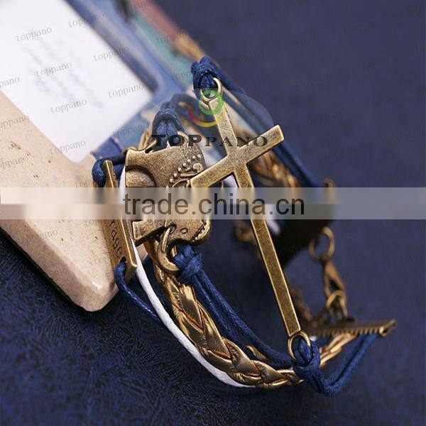 Top quality handmade jewelry new hot-selling design vintage braided leather bracelet for men