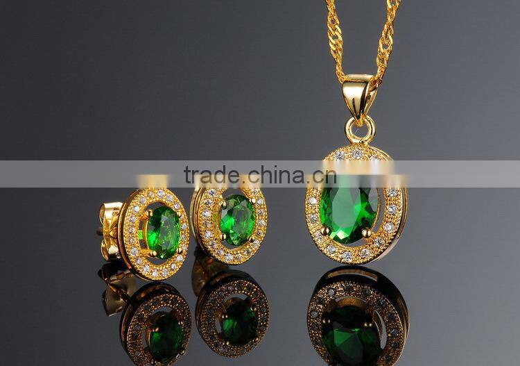 KSTONE fashion gold plated big green rhinestone stud earrings