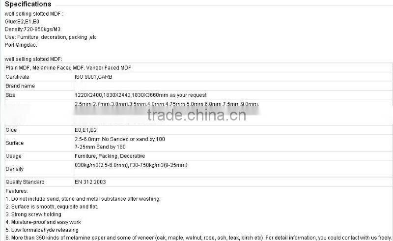 PVC/melamine edge banding mdf&slot mdf