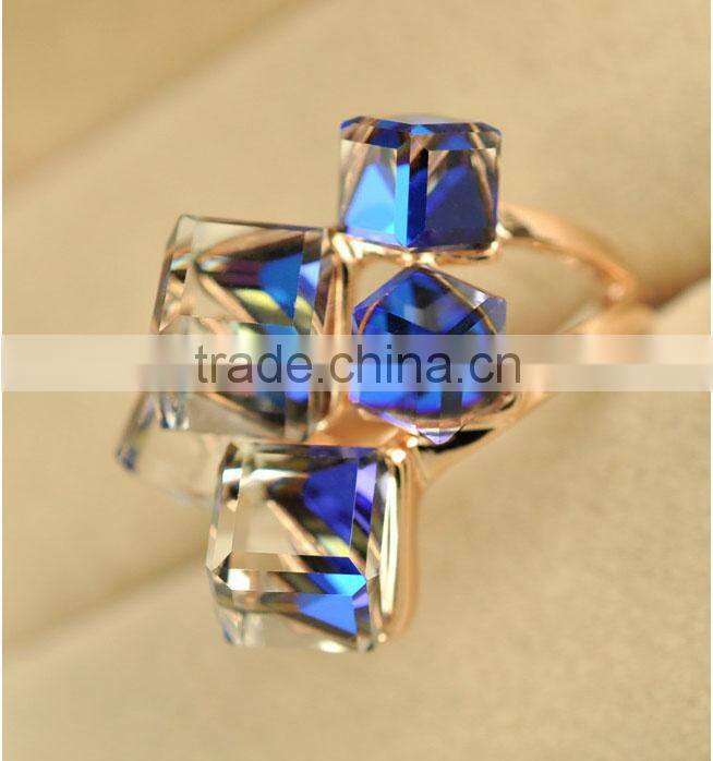 Korean Magic Cubic Zircon Exaggerated Gold Plated Luxury Ring Jewelry For Lady