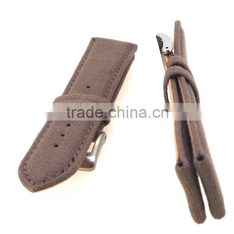 20mm 22mm Suede Leather Watch Band With Canvas