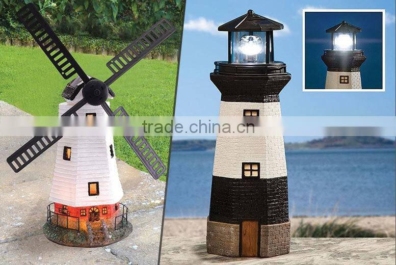 SOLAR POWERED LIGHTHOUSE GARDEN LIGHTHOUSE ORNAMENT WITH ROTATING LED