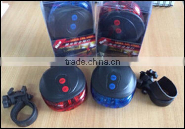 Modern red blue 5 led 2 laser mountain bike lamp cycling safety waterproof rear laser bicycle light