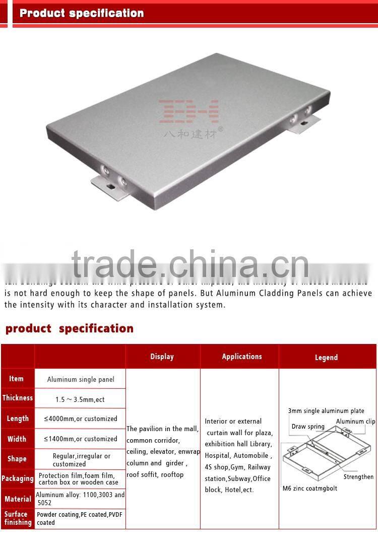 Climate resistant aluminum cladding commercial exterior wall cladding