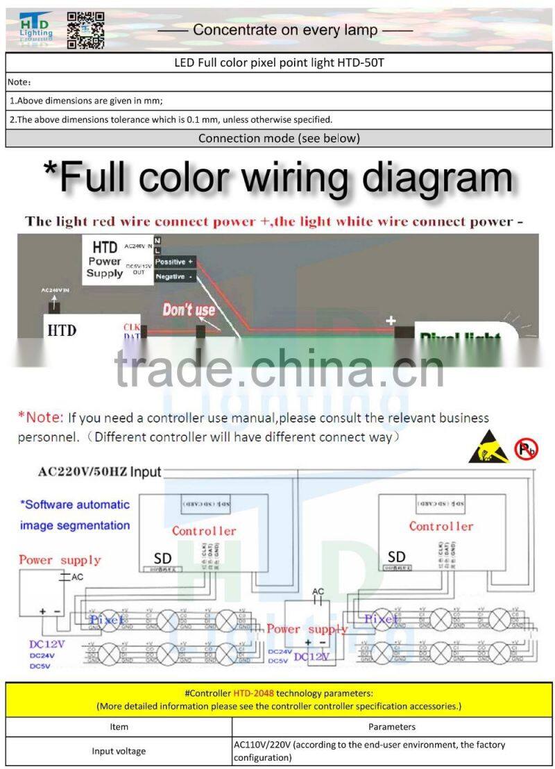 D50mm waterproof led point light sourse programming smd 5050rgb