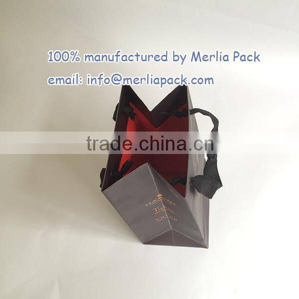 accept custom order gift bags polyester sation ribbon knotted black eyelets bags