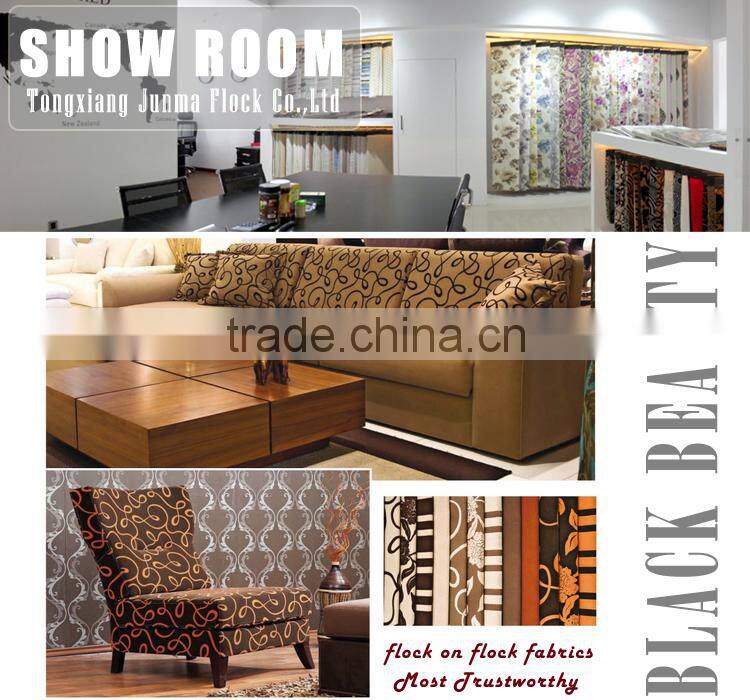 Luxury sofa fabric polyester non woven fabric flocking velvet