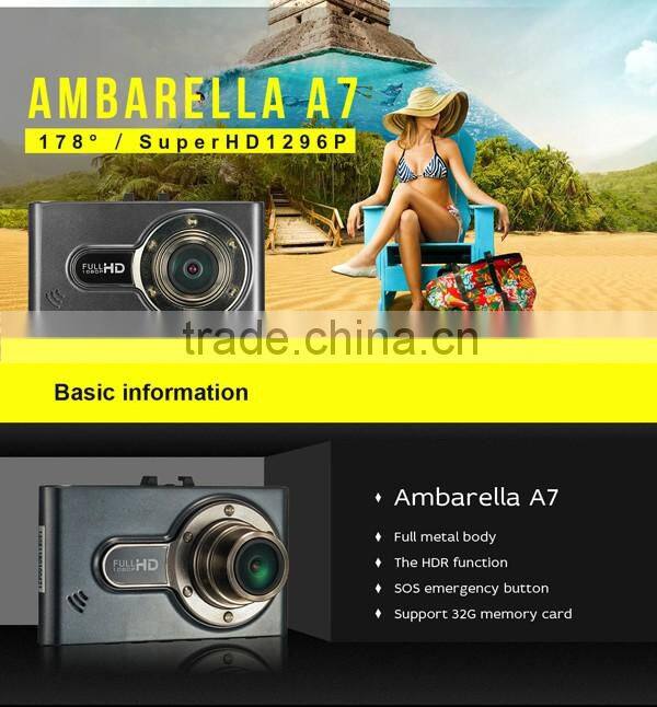 Ambarella A7 car dashboard camera with 170 degree
