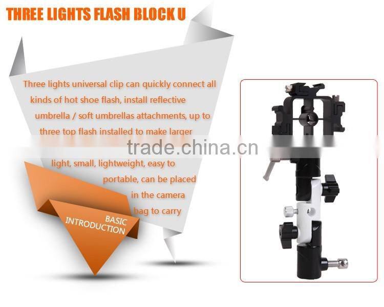 Factory supply Hpusn flash hot shoe umbrella holder socket bracket U-III with three holder