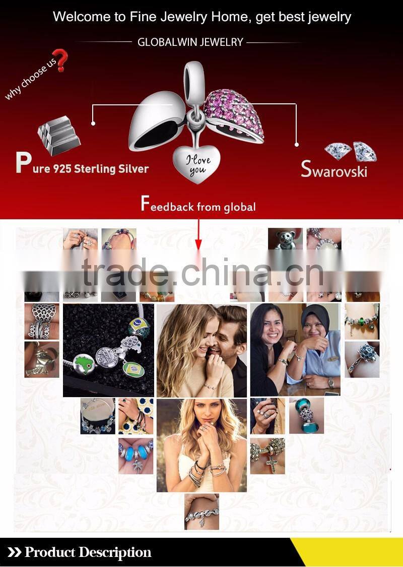 Wholesale silver curved tube beads Simple Heart Pattern thai silver beads Pure 925 charms for bracelet making STY008