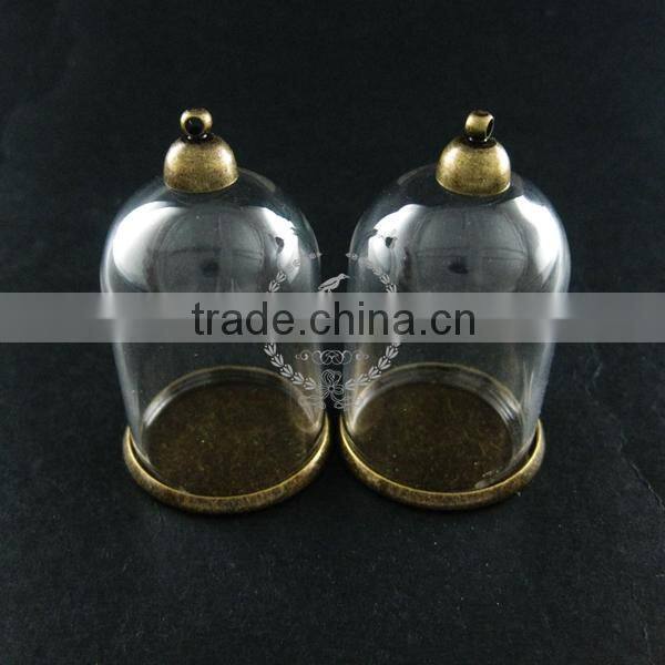 25x35mm vintage brass bronze glass tube bottle dome pendant charm settings jewelry findings supplies 1810414