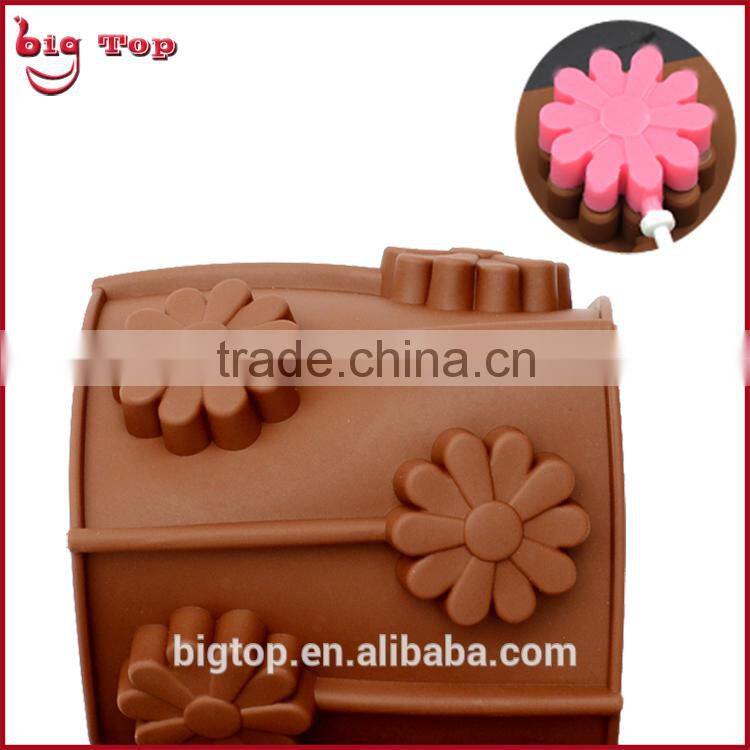 BT0091 5 Holes Lollypop Shape Silicone ice tray silicone Flower Shape ice cube Flowe Shape Silicone Chocolate Mold