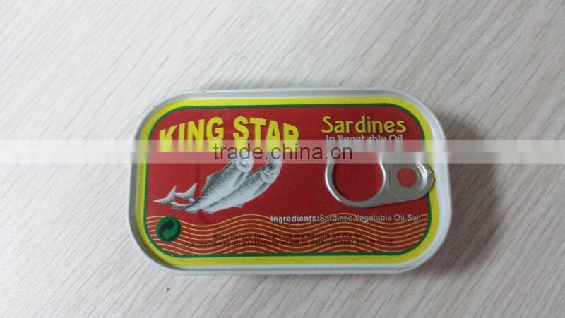 high quality specail size 125g club lithographic can with easy open lids sardine fish in brine